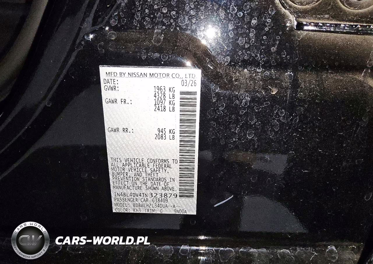 2026 Nissan Altima Sv VIN:1N4BL4DV4TN323879 - 12