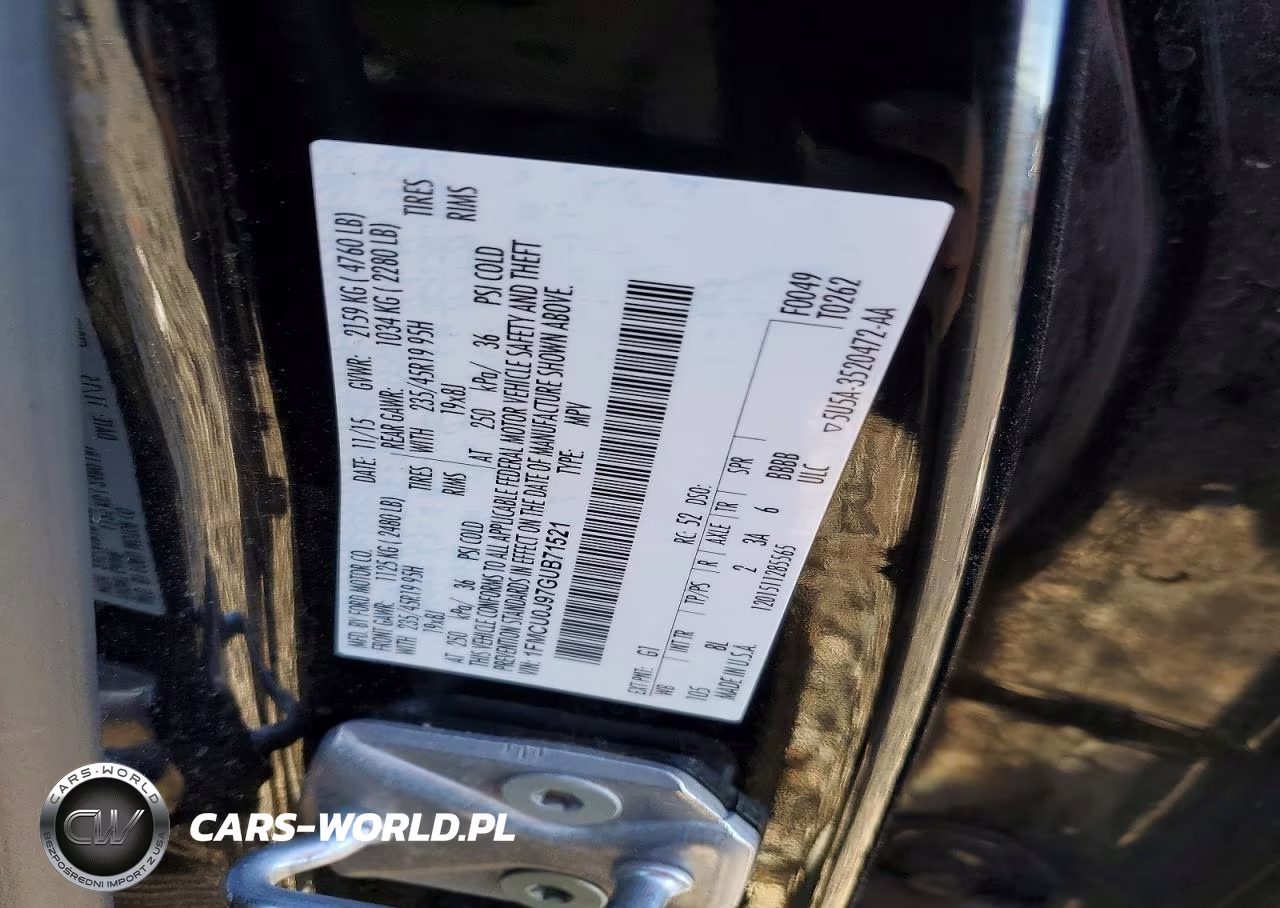 2016 Ford Escape Titanium VIN:1FMCU0J97GUB71521 - 13