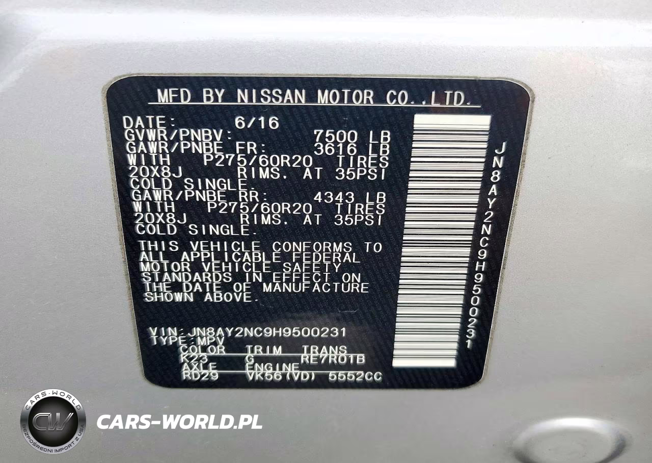 2017 Nissan Armada Platinum VIN:JN8AY2NC9H9500231 - 13