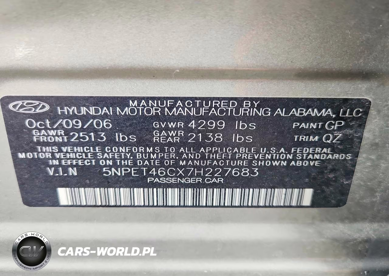 2007 Hyundai Sonata Gls VIN:5NPET46CX7H227683 - 12