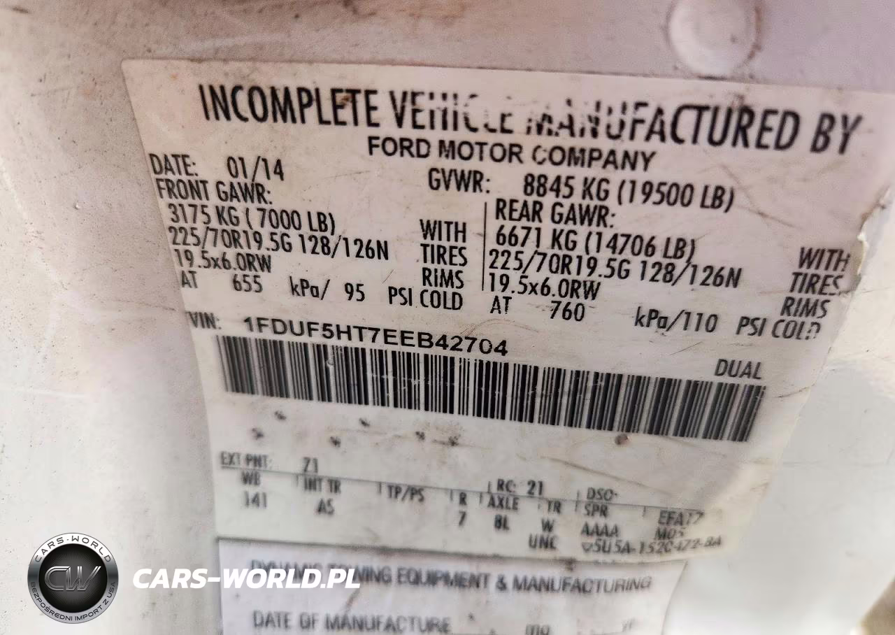 2014 Ford F-550 Chassis Xl VIN:1FDUF5HT7EEB42704 - 13