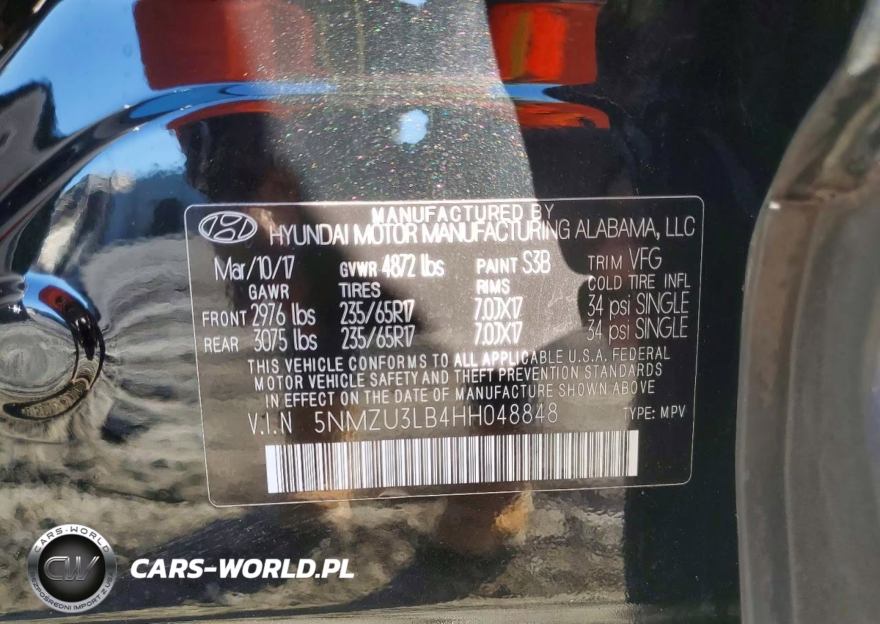 2017 Hyundai Santa Fe Sport 2.4L VIN:5NMZU3LB4HH048848 - 13
