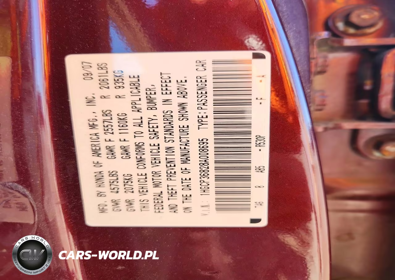2008 Honda Accord Exl VIN:1HGCP36828A008695 - 12