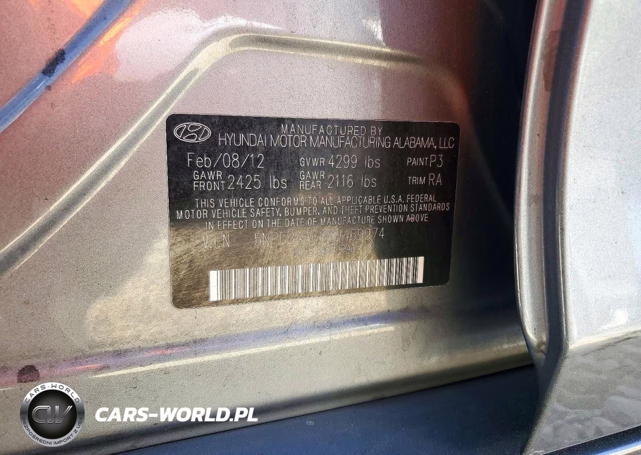 2012 Hyundai Sonata Gls VIN:5NPEB4AC8CH469974 - 12