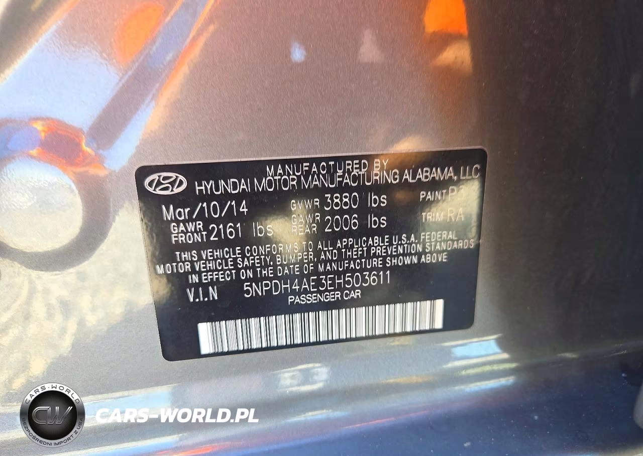 2014 Hyundai Elantra Se VIN:5NPDH4AE3EH503611 - 12