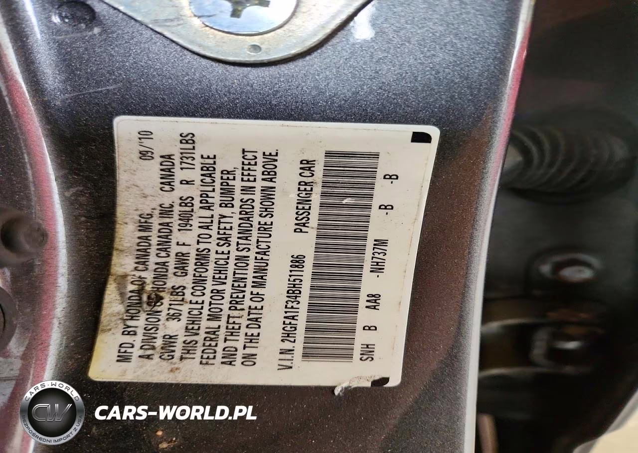2011 Honda Civic Vp VIN:2HGFA1F34BH511886 - 12