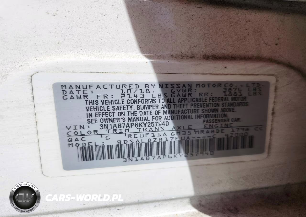 2019 Nissan Sentra Sv VIN:3N1AB7AP6KY257940 - 13