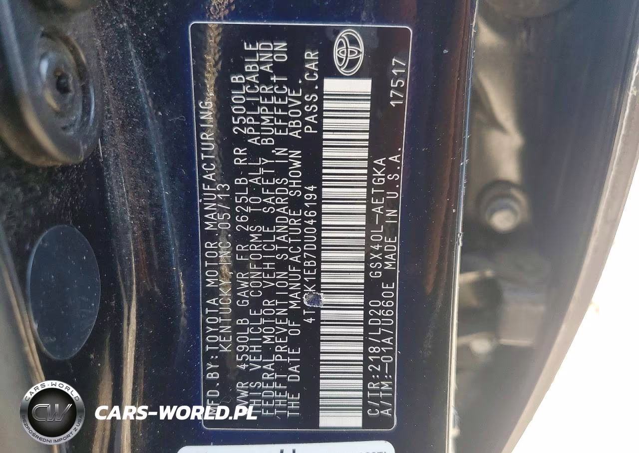 2013 Toyota Avalon Xle VIN:4T1BK1EB7DU046194 - 12
