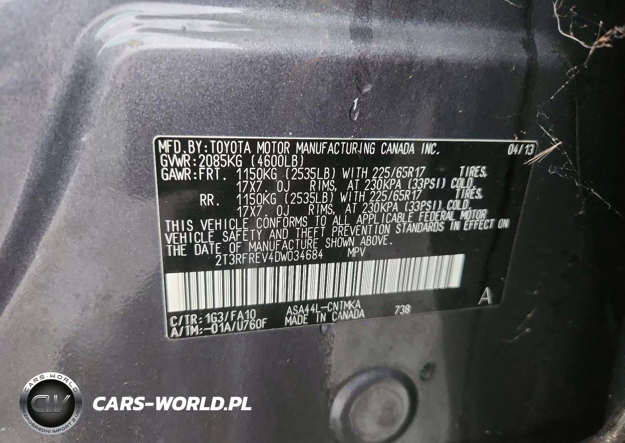 2013 Toyota Rav4 Xle VIN:2T3RFREV4DW034684 - 13