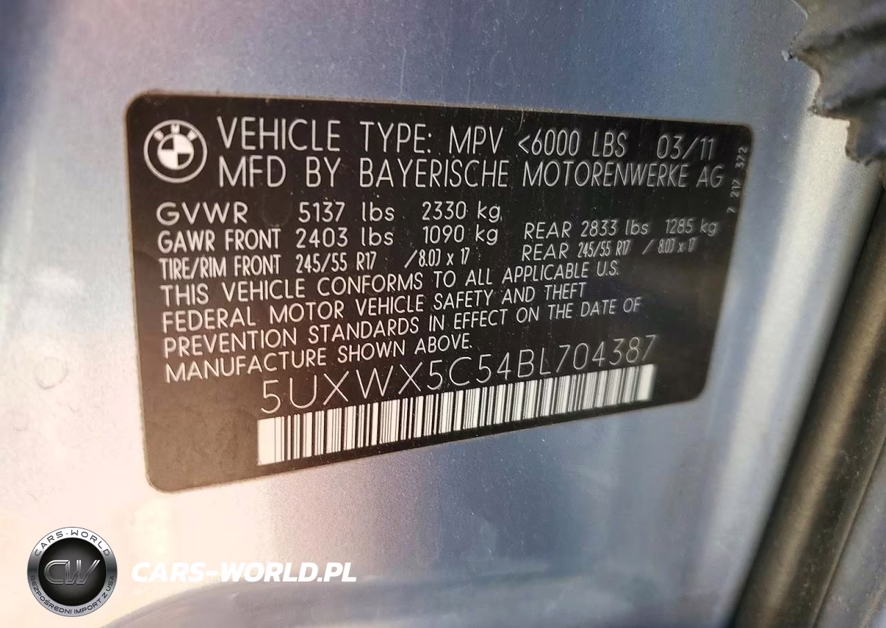 2011 BMW X3 xDrive28I VIN:5UXWX5C54BL704387 - 13