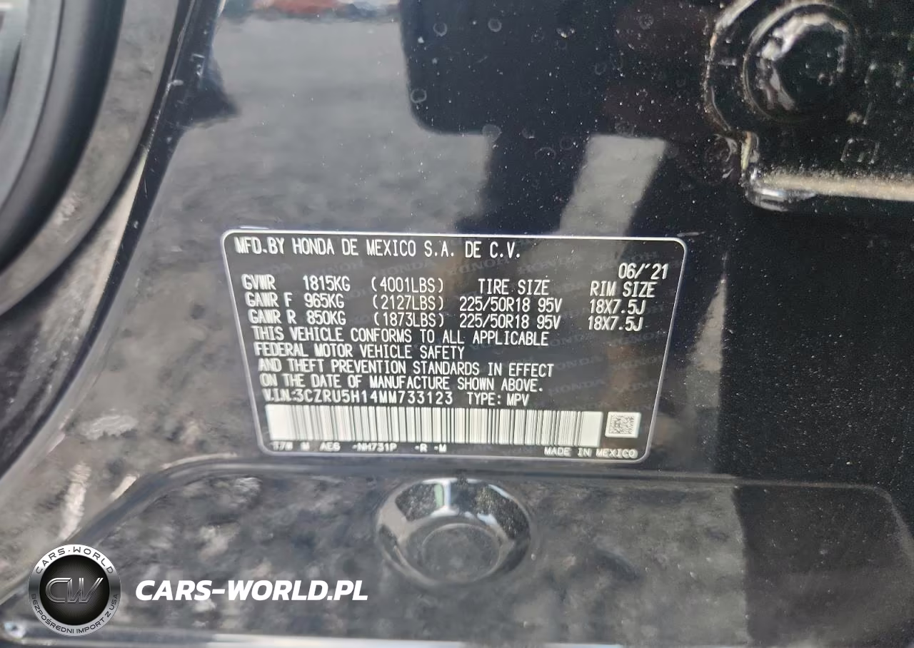 2021 Honda Hr-V Sport VIN:3CZRU5H14MM733123 - 13