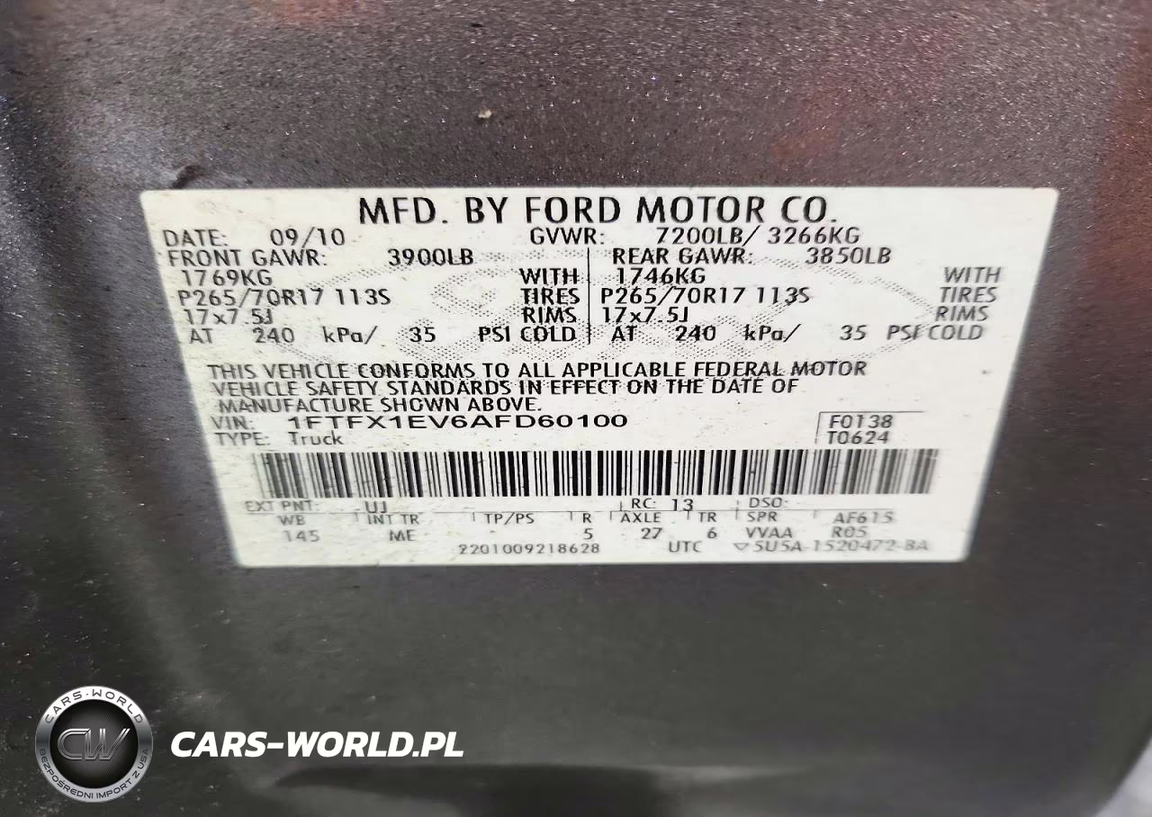 2010 Ford F150 Super Cab VIN:1FTFX1EV6AFD60100 - 12