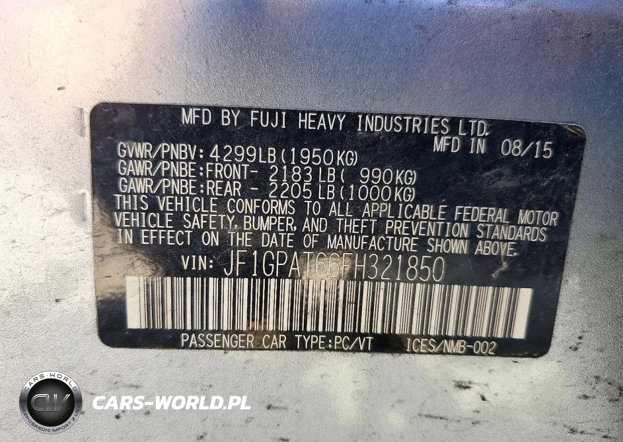 2015 Subaru Impreza Sport VIN:JF1GPAT66FH321850 - 13