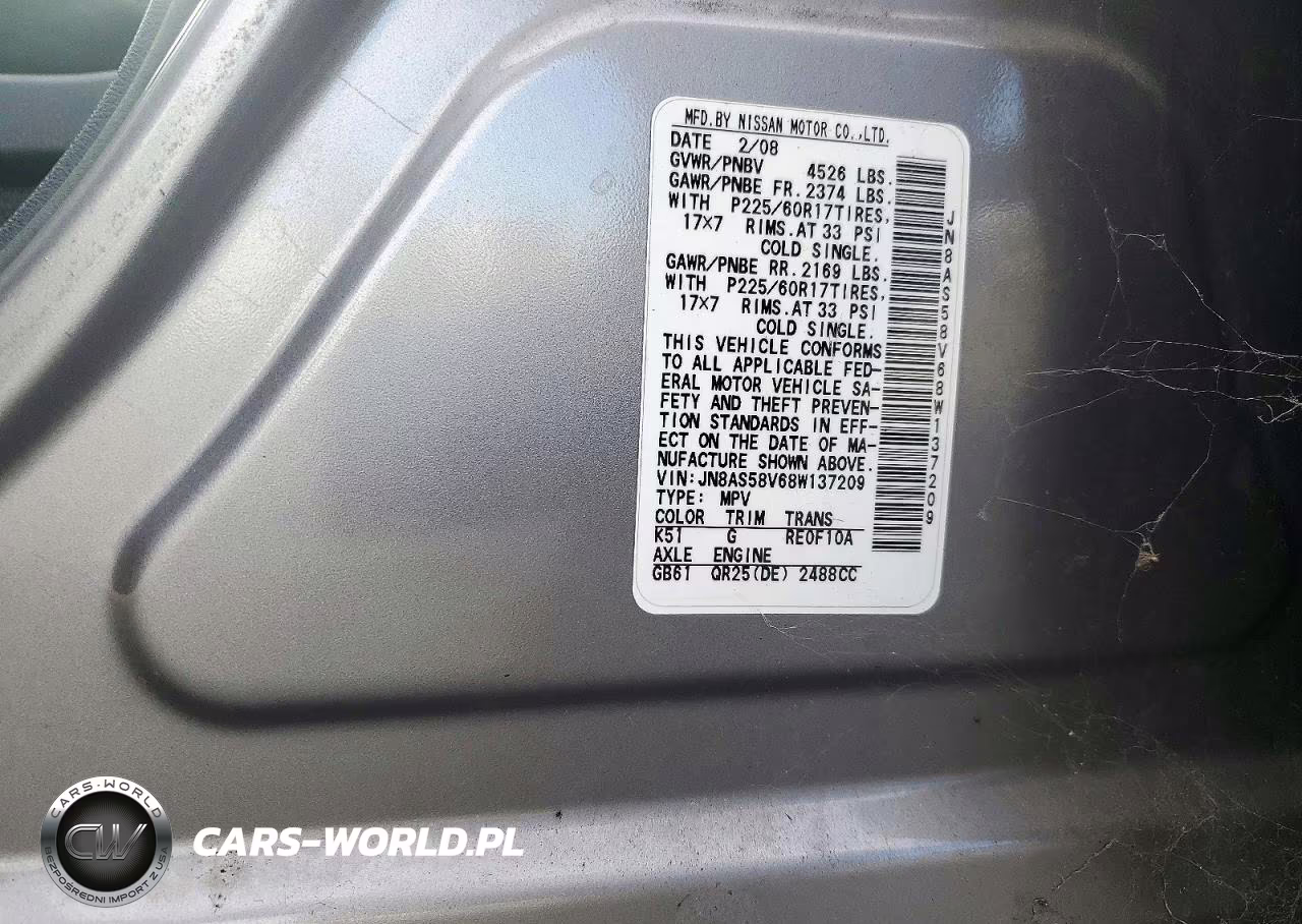 2008 Nissan Rogue S VIN:JN8AS58V68W137209 - 13