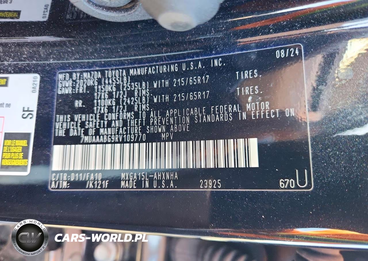 2024 Toyota Corolla Cross L VIN:7MUAAABG9RV109770 - 13
