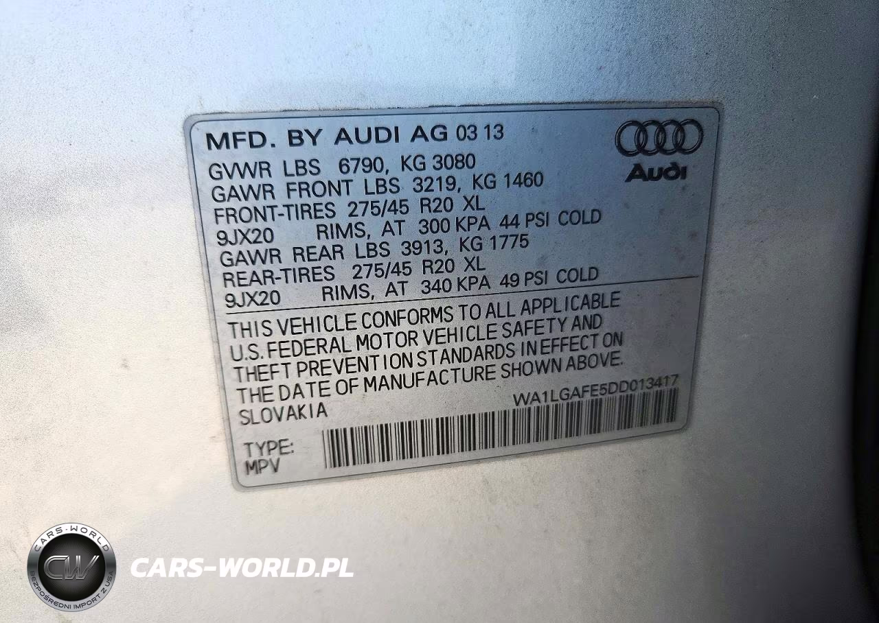 2013 Audi Q7 Premium Plus VIN:WA1LGAFE5DD013417 - 13