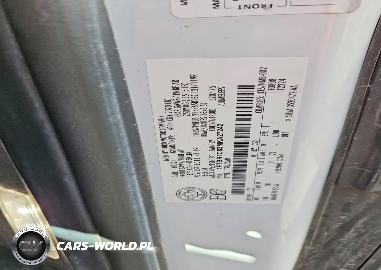2021 Ford Transit T-250 Delivery Van VIN:1FTBR1C83MKA27242 - 13