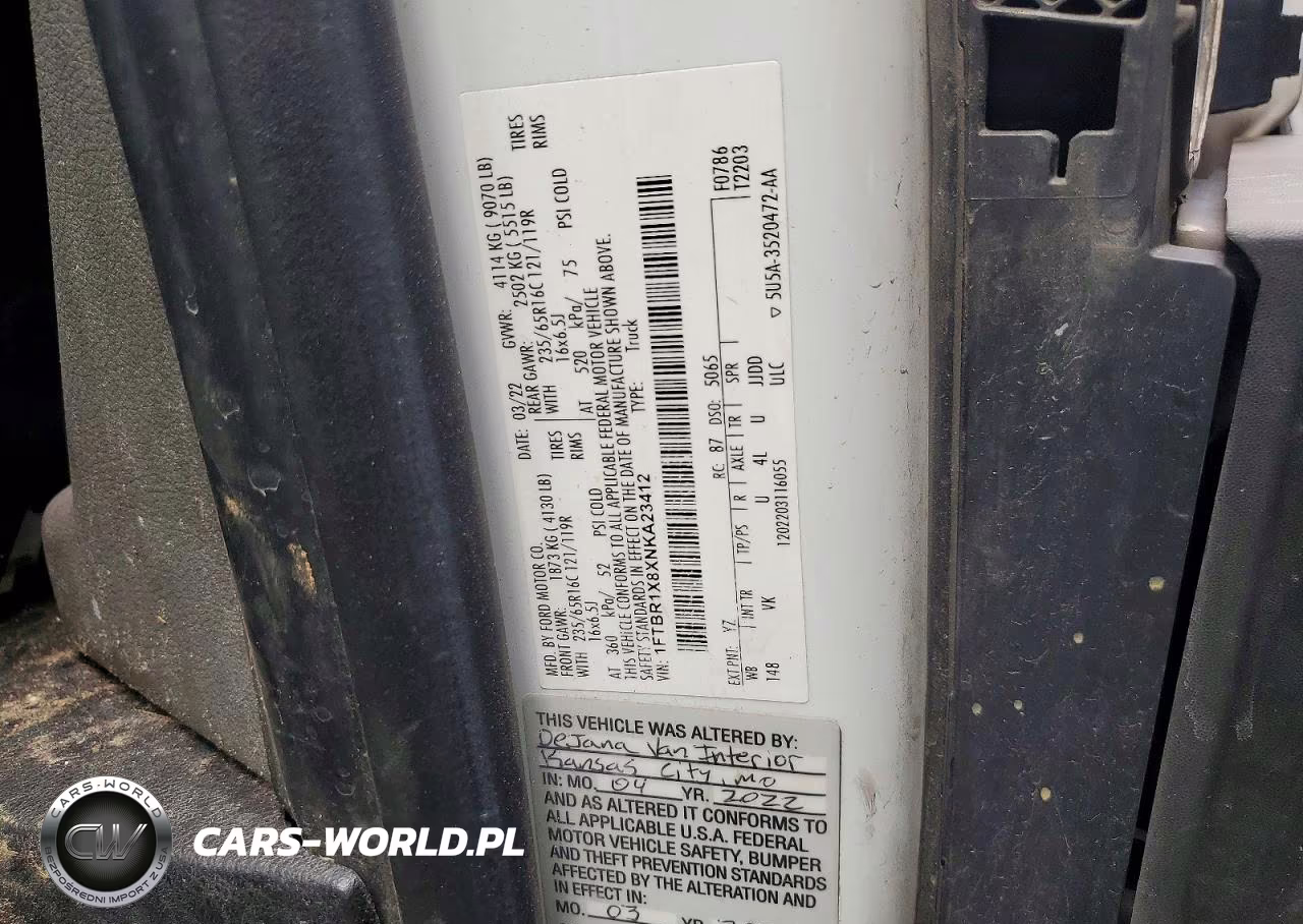 2022 Ford Transit 250 Delivery Van VIN:1FTBR1X8XNKA23412 - 13