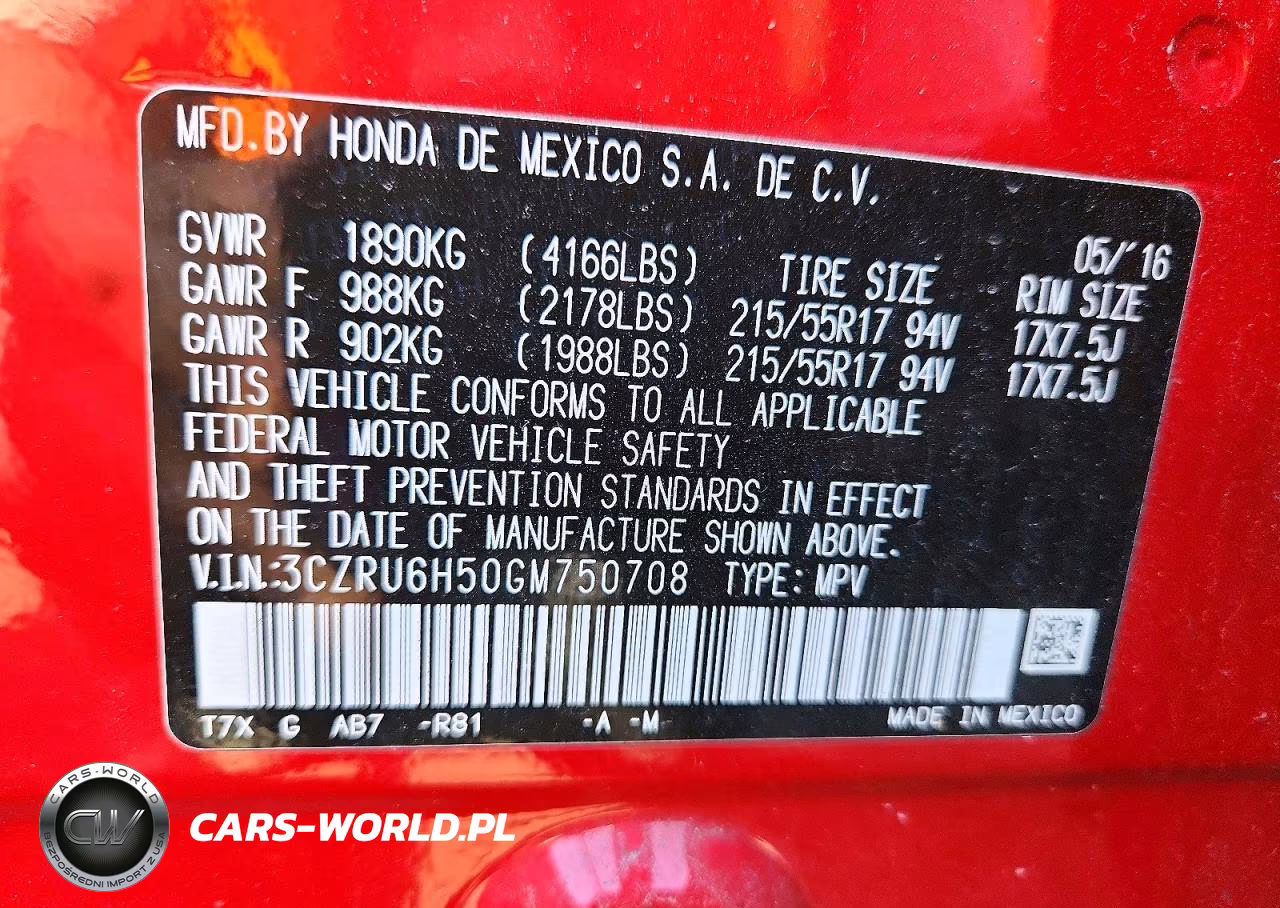 2016 Honda Hr-V Ex VIN:3CZRU6H50GM750708 - 12