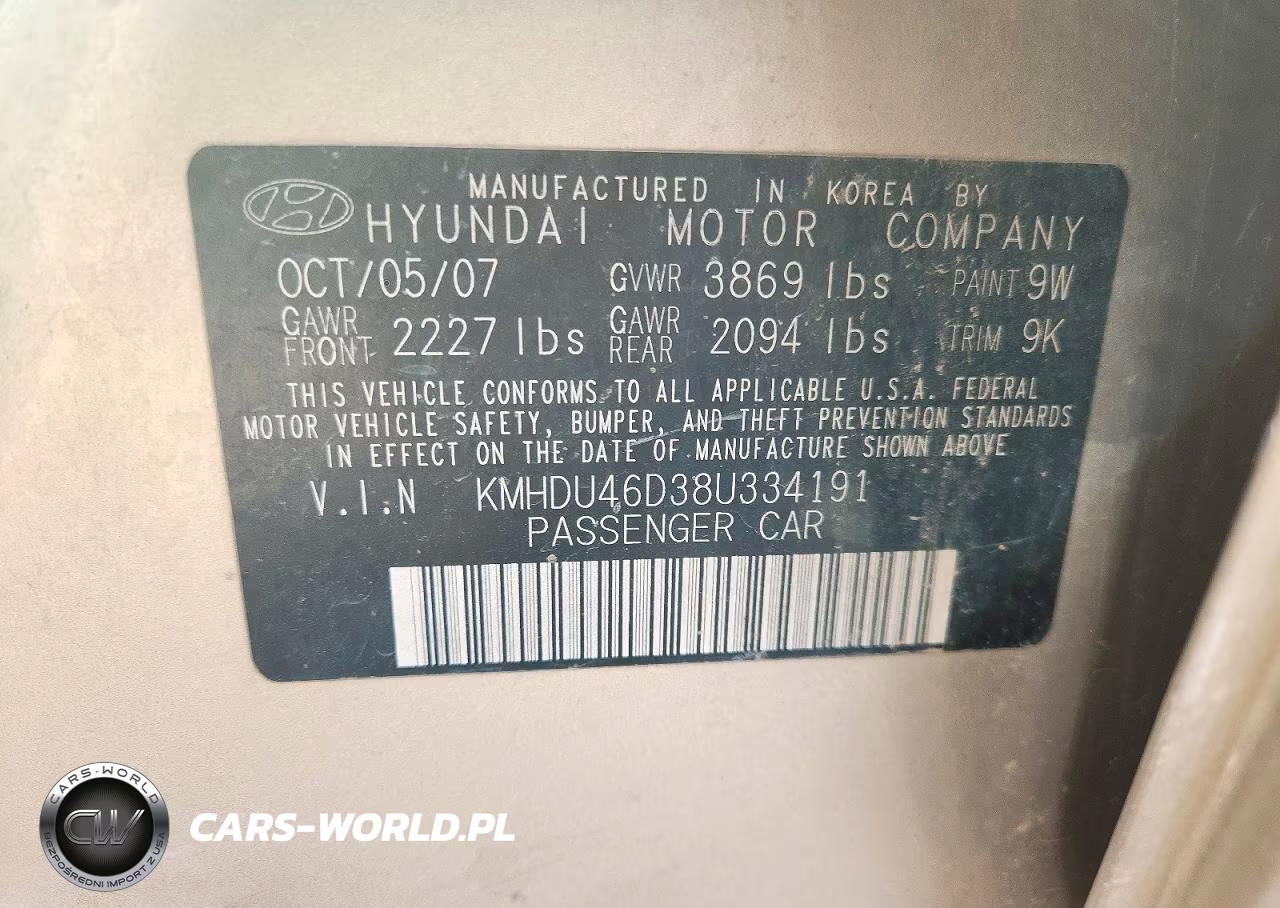 2008 Hyundai Elantra Gls VIN:KMHDU46D38U334191 - 12