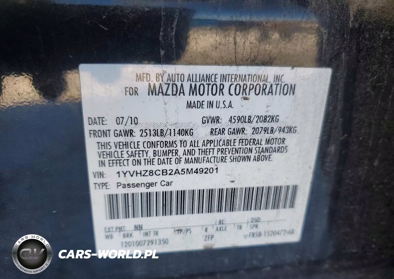2010 Mazda 6 S VIN:1YVHZ8CB2A5M49201 - 12