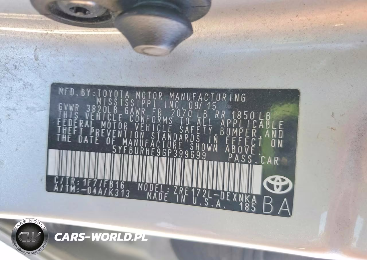 2016 Toyota Corolla L VIN:5YFBURHE9GP399699 - 12