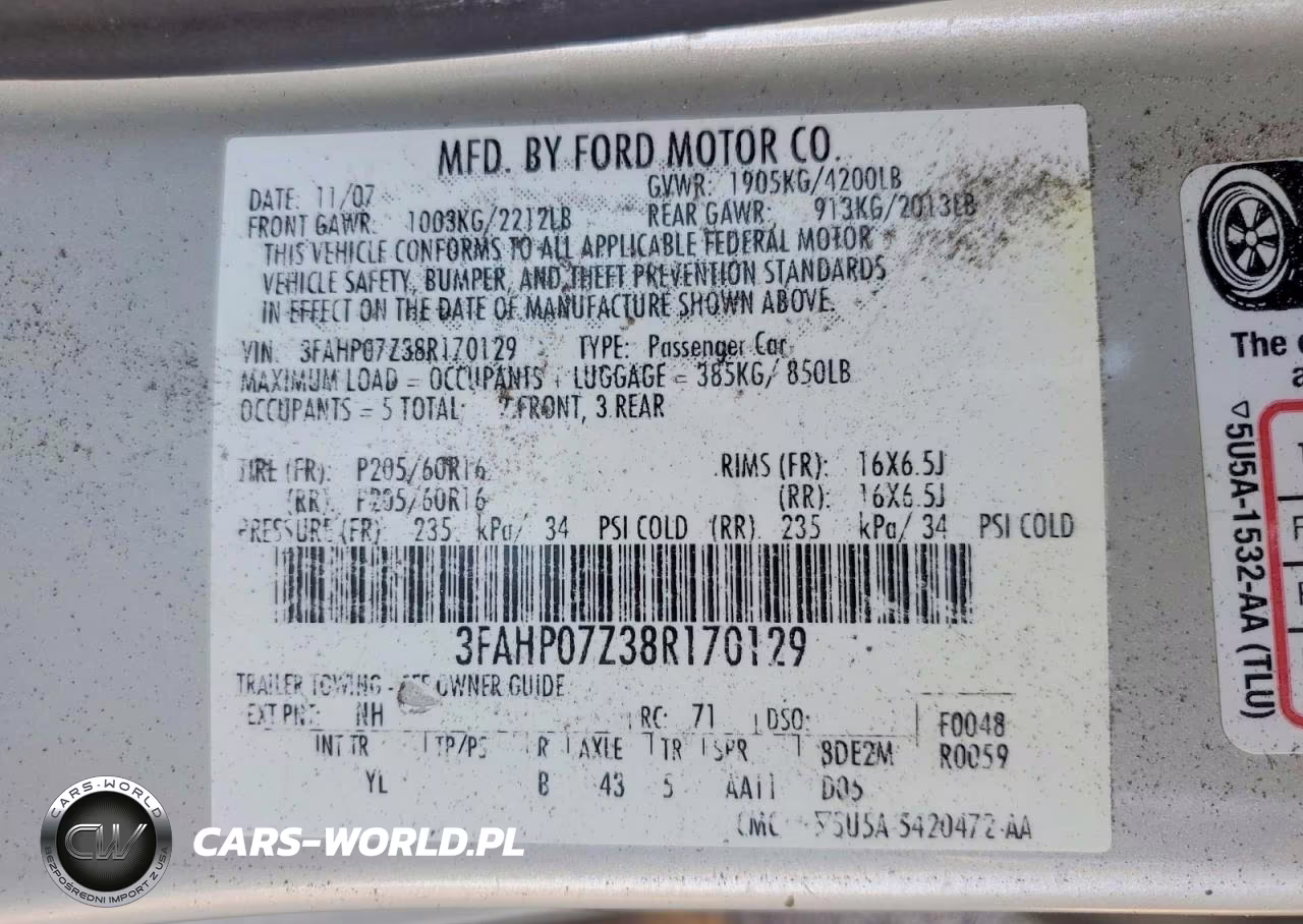 2008 Ford Fusion Se VIN:3FAHP07Z38R170129 - 13