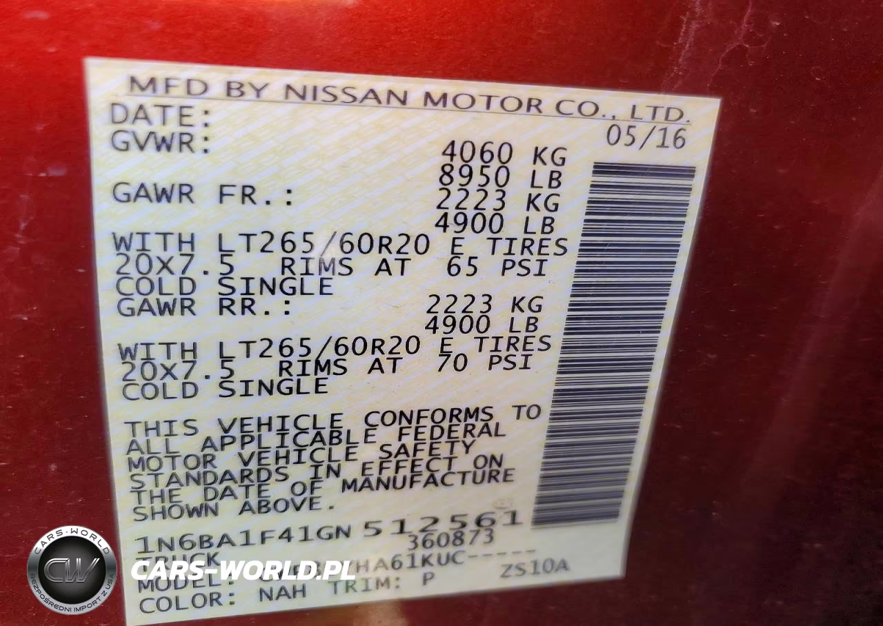 2016 Nissan Titan Xd Sl VIN:1N6BA1F41GN512561 - 12