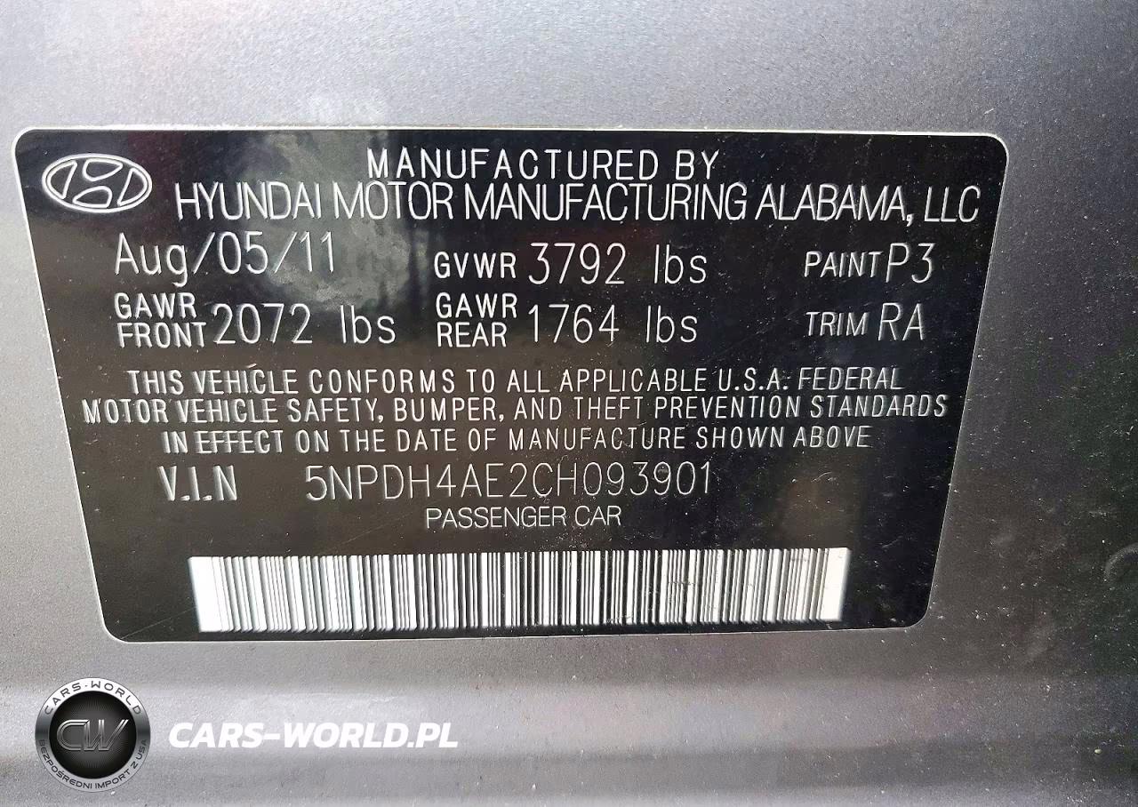 2012 Hyundai Elantra Gls VIN:5NPDH4AE2CH093901 - 12