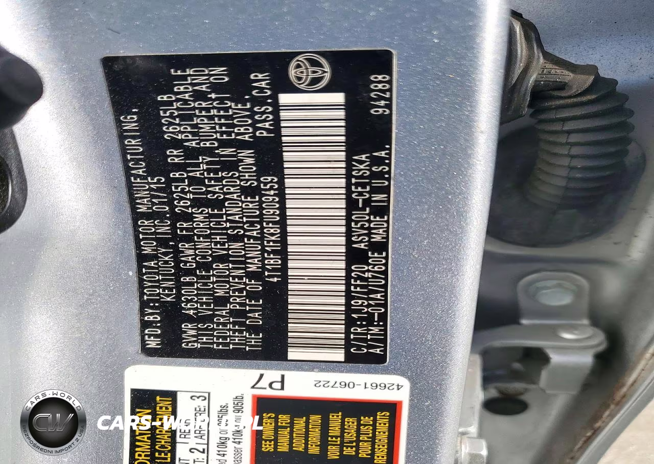 2015 Toyota Camry Se VIN:4T1BF1FK8FU909459 - 12