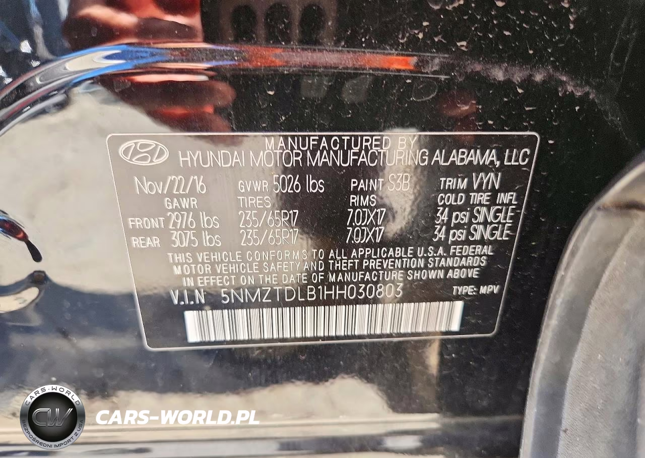 2017 Hyundai Santa Fe Sport 2.4L VIN:5NMZTDLB1HH030803 - 13