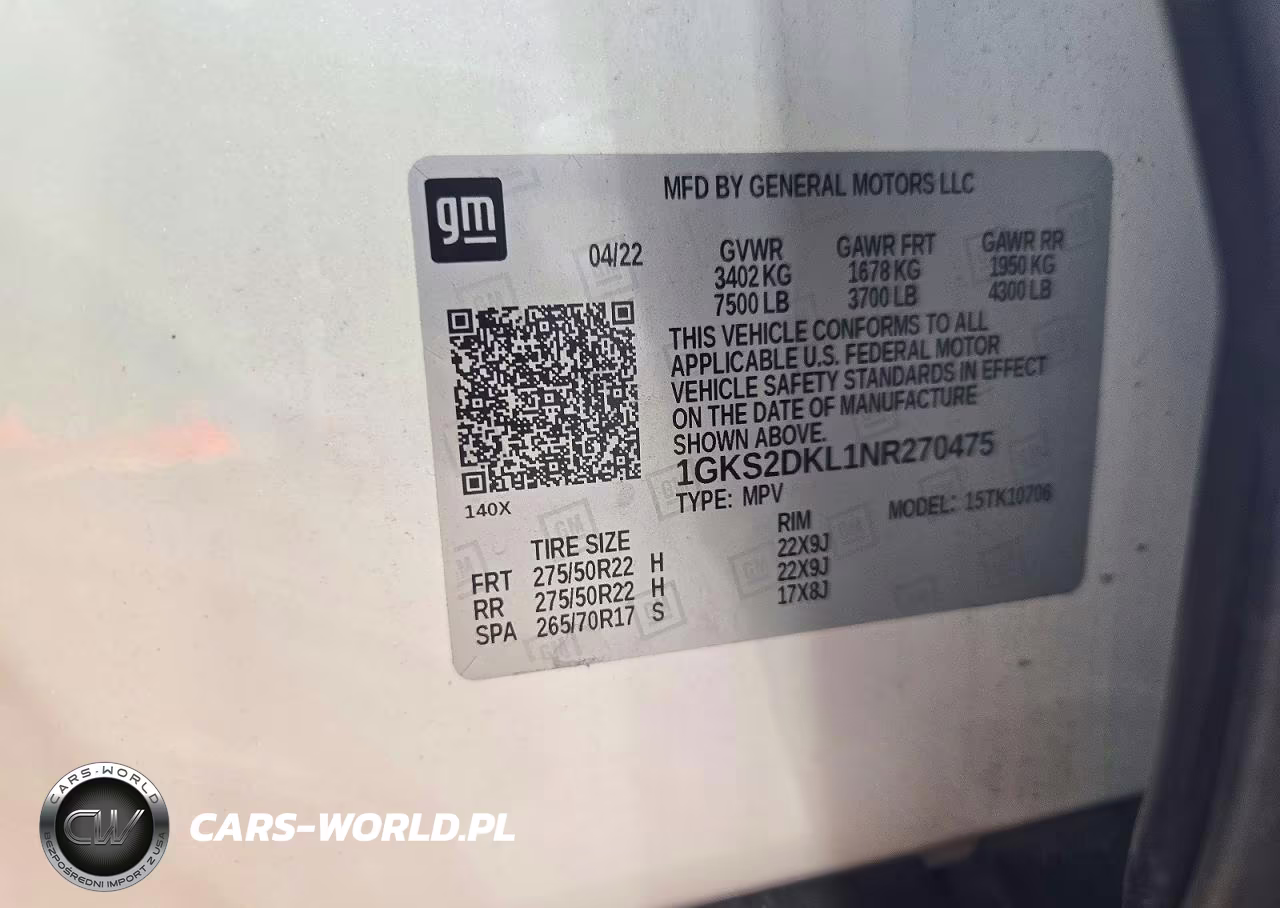 2022 GMC Yukon Denali VIN:1GKS2DKL1NR270475 - 14