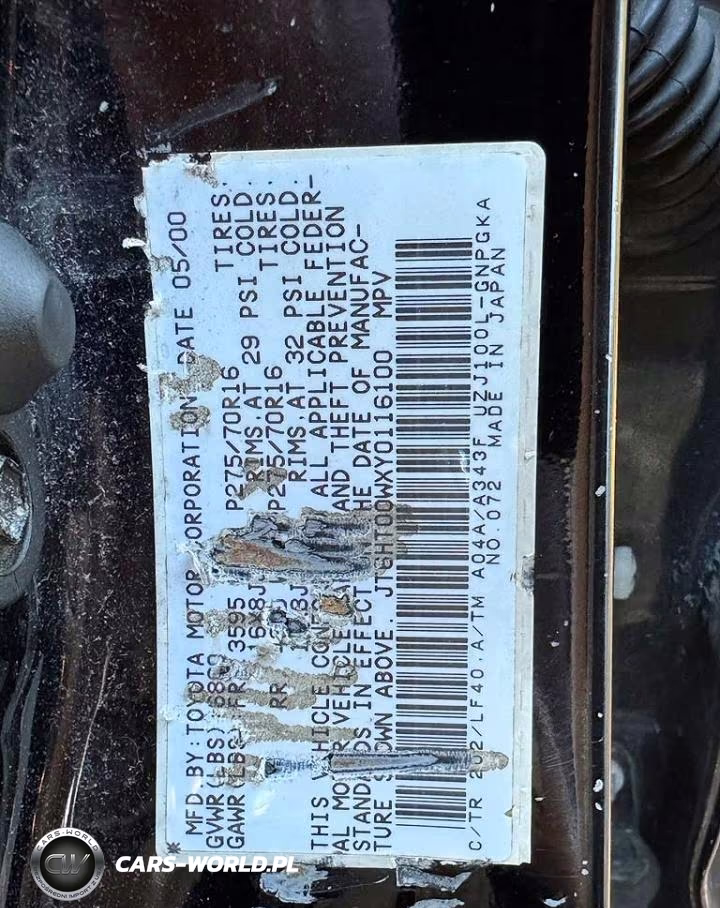 2000 Lexus Lx 470 VIN:JT6HT00WXY0116100 - 15