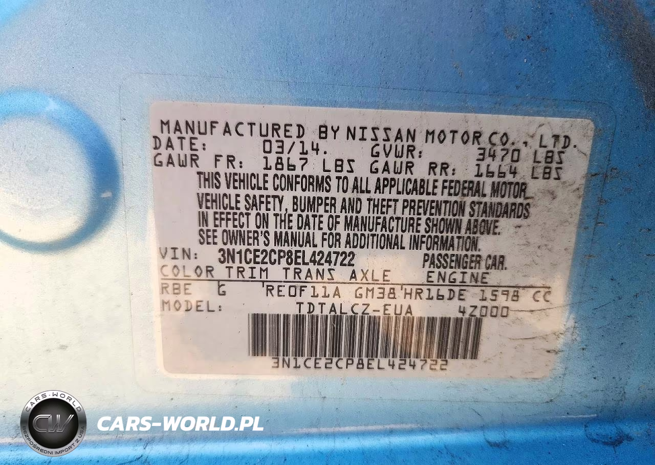 2014 Nissan Versa Note S Plus VIN:3N1CE2CP8EL424722 - 12