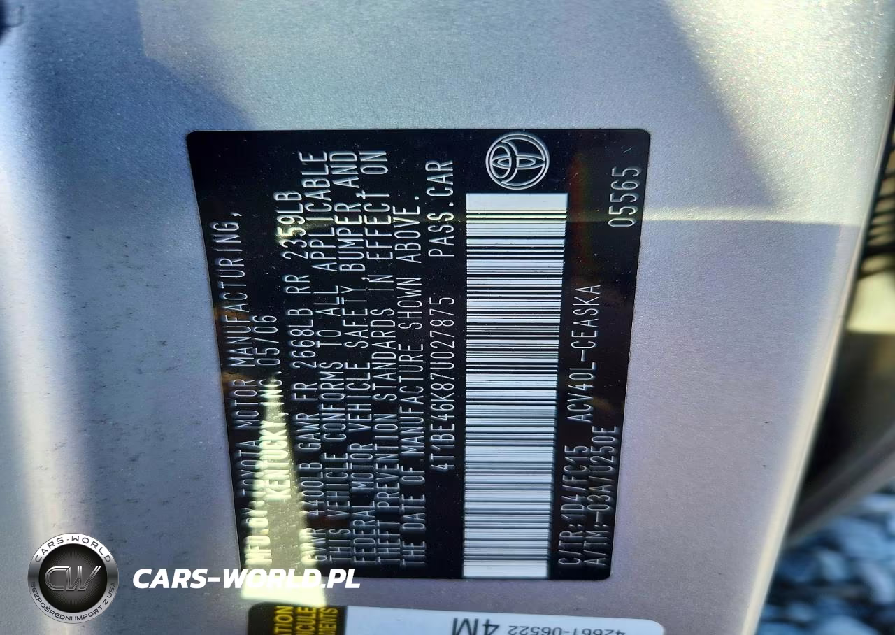 2007 Toyota Camry Se VIN:4T1BE46K87U027875 - 12