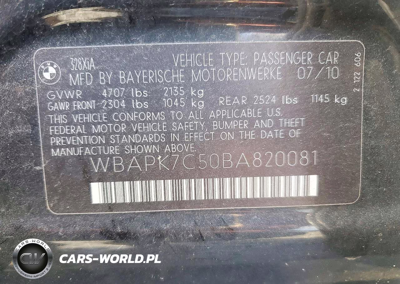 2011 BMW 328 Xi VIN:WBAPK7C50BA820081 - 12