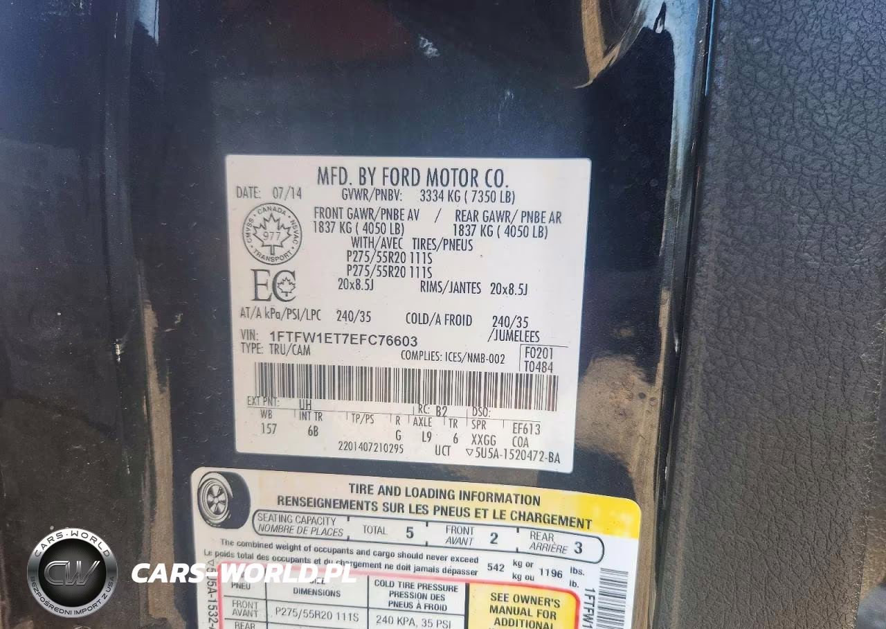 2014 Ford F150 Supercrew VIN:1FTFW1ET7EFC76603 - 12