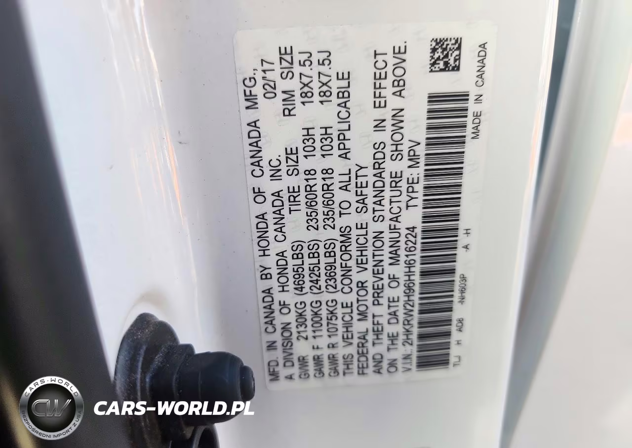 2017 Honda Cr-V Touring VIN:2HKRW2H96HH616224 - 14