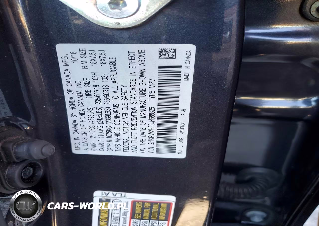 2018 Honda Cr-V Touring VIN:2HKRW2H93JH688326 - 14