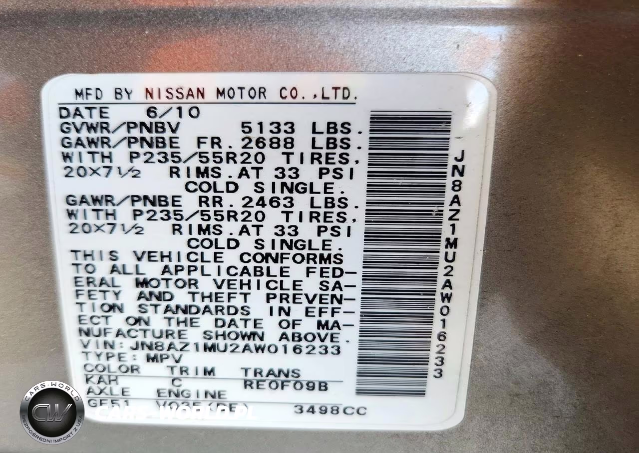 2010 Nissan Murano VIN:JN8AZ1MU2AW016233 - 14