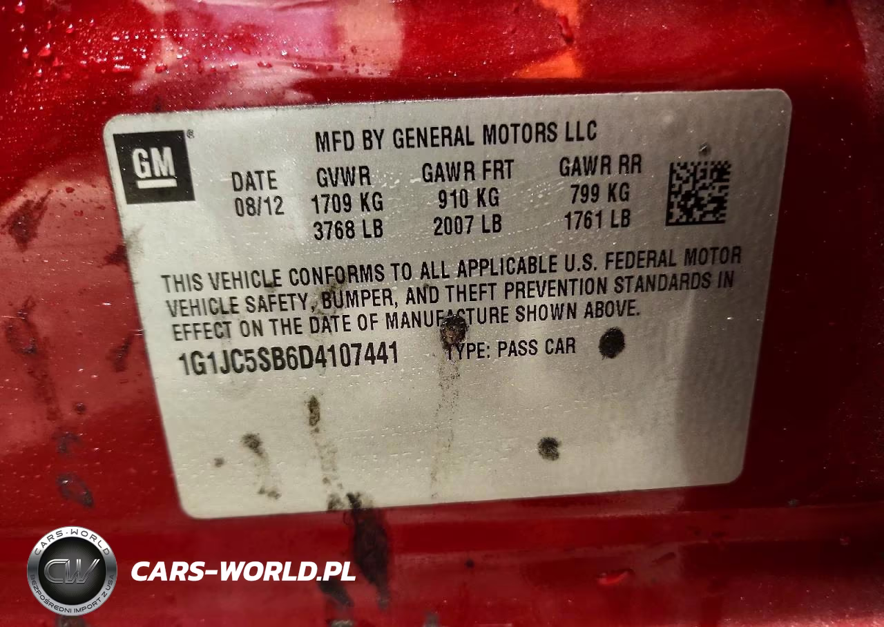 2013 Chevrolet Sonic Lt VIN:1G1JC5SB6D4107441 - 12