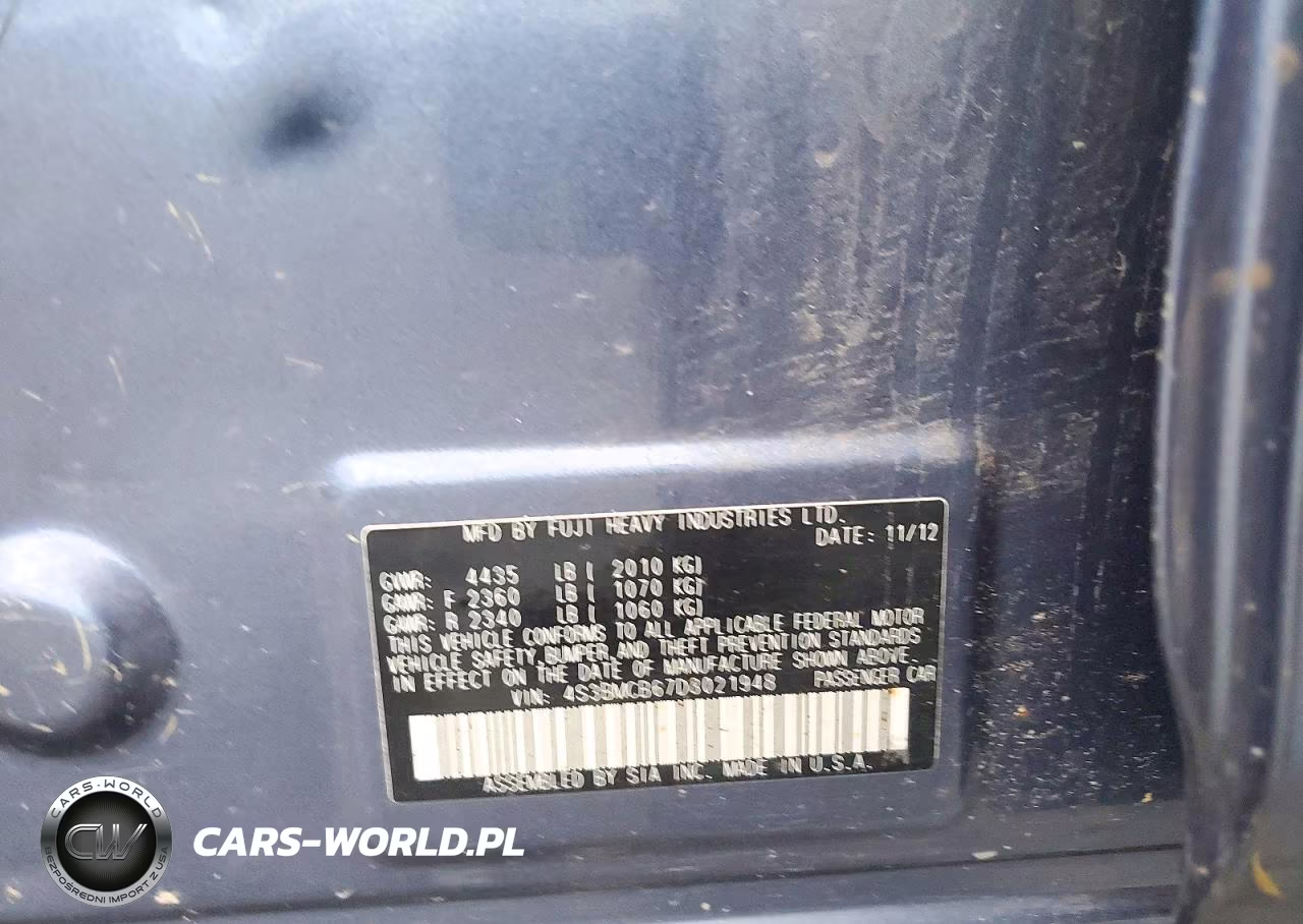 2013 Subaru Legacy 2.5I Premium VIN:4S3BMCB67D3021948 - 13