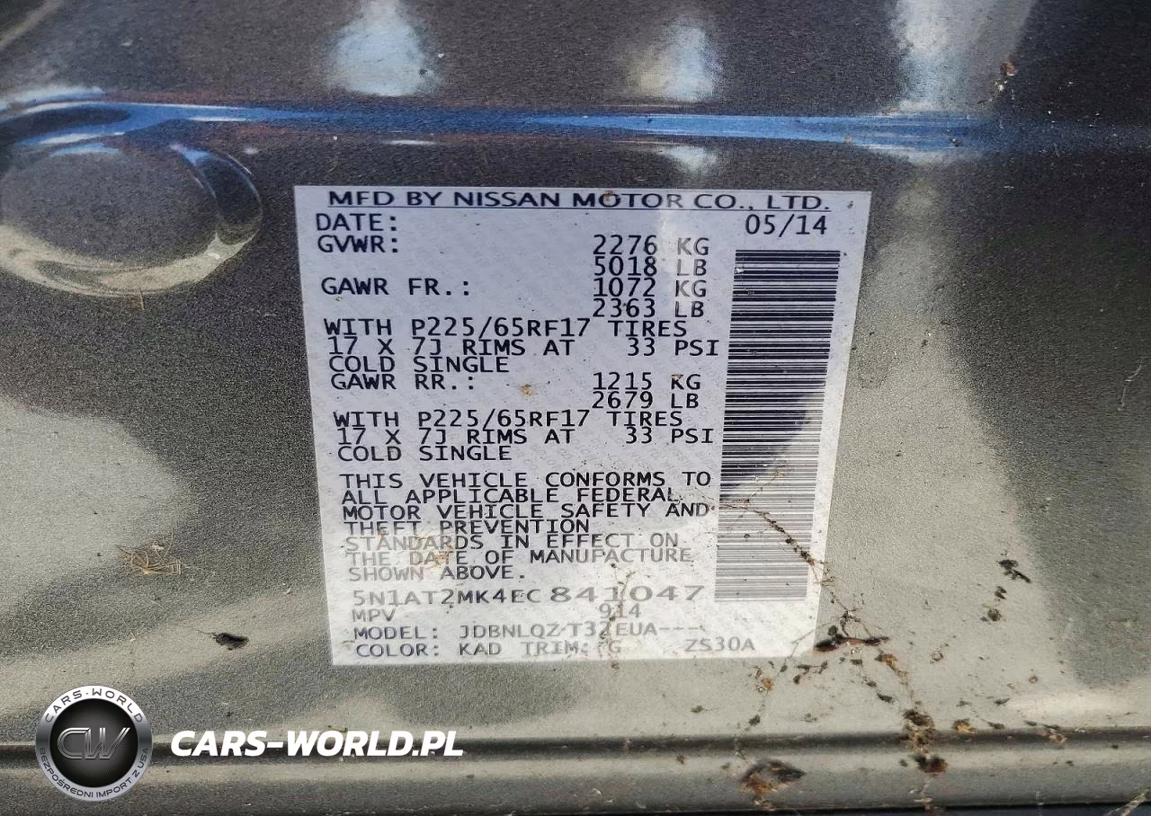 2014 Nissan Rogue Sv VIN:5N1AT2MK4EC841047 - 13