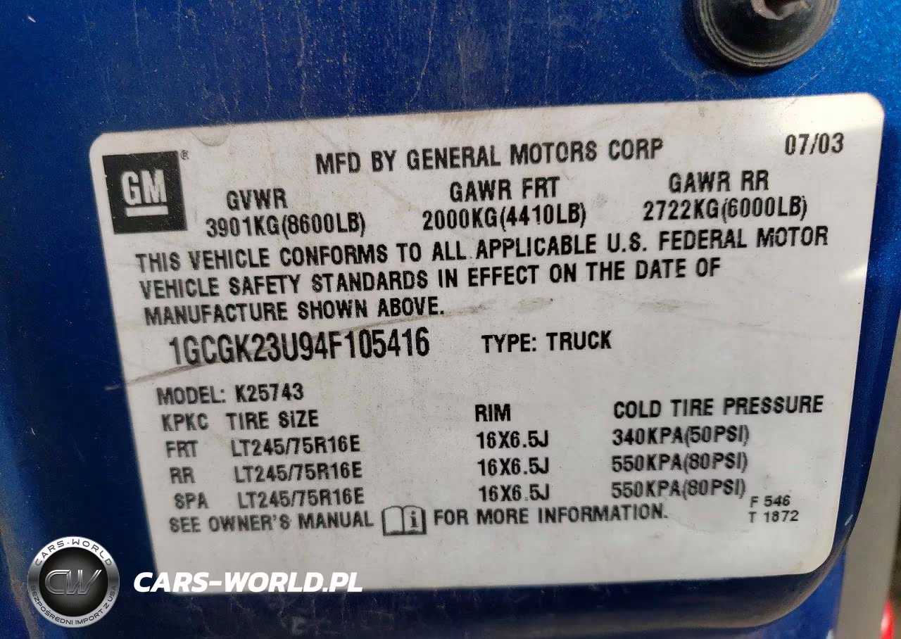 2004 Chevrolet Silverado K2500 VIN:1GCGK23U94F105416 - 12