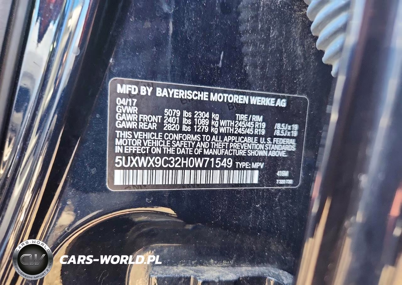 2017 BMW X3 xDrive28I VIN:5UXWX9C32H0W71549 - 13