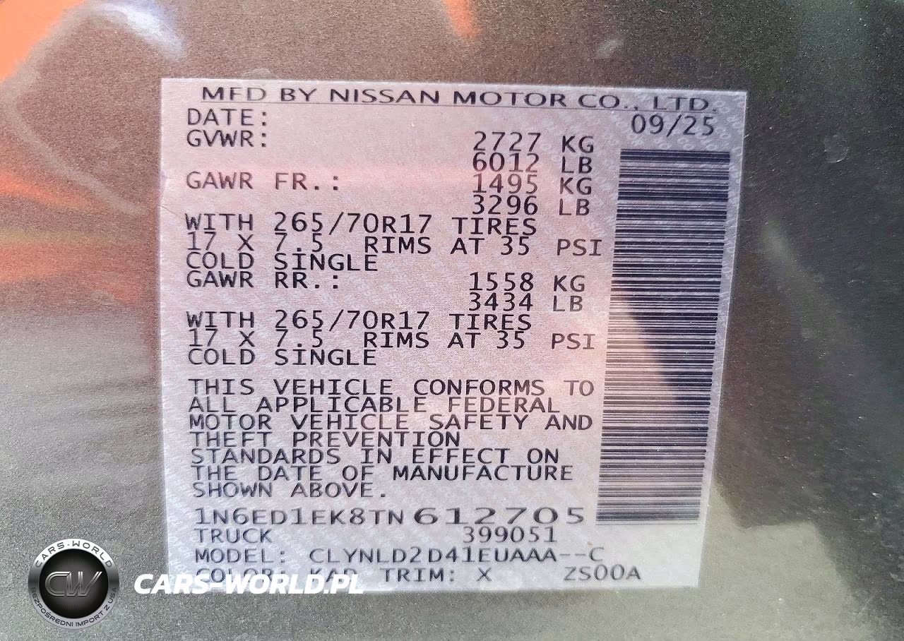 2026 Nissan Frontier Pro-4X VIN:1N6ED1EK8TN612705 - 13