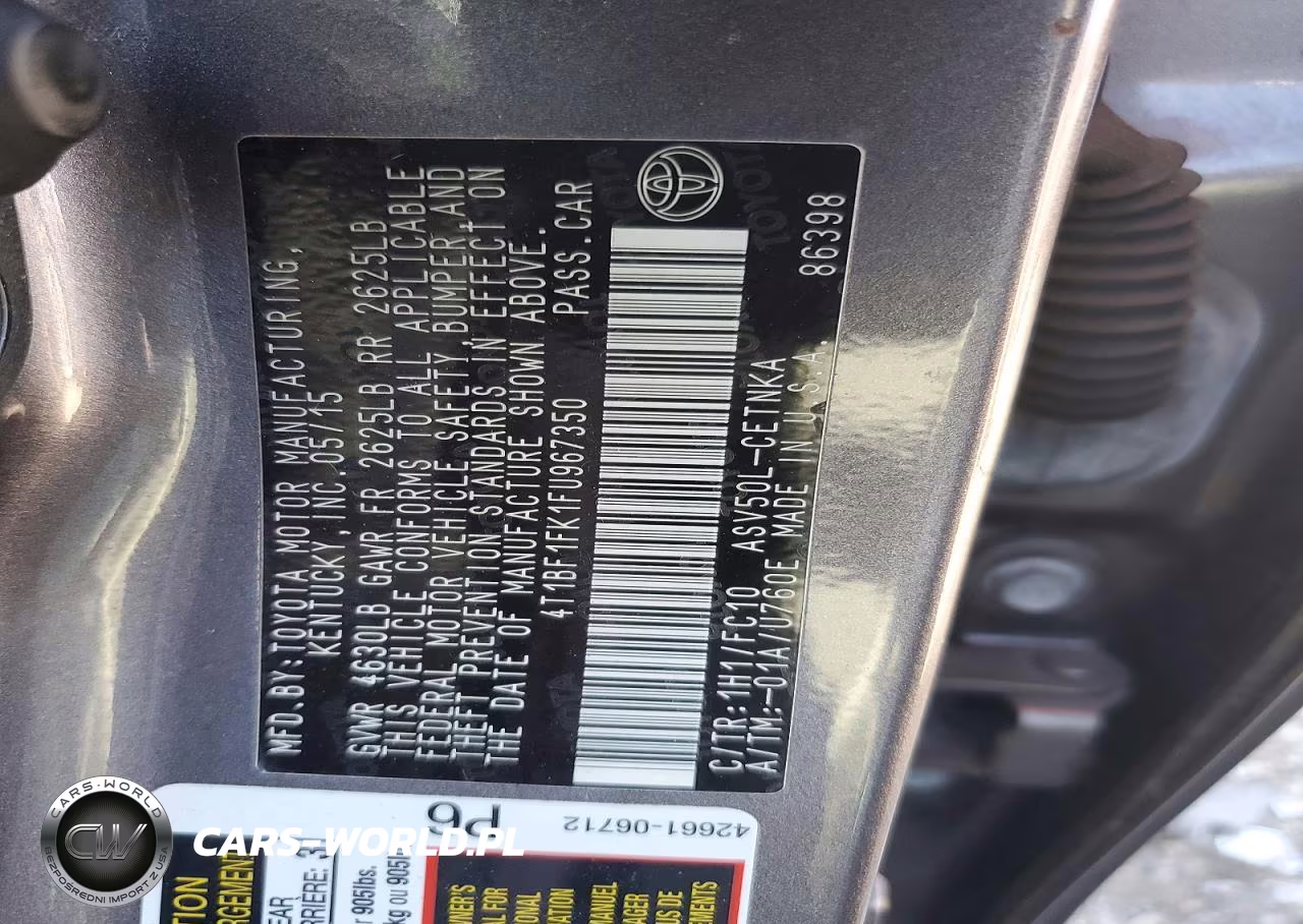 2015 Toyota Camry Le VIN:4T1BF1FK1FU967350 - 12