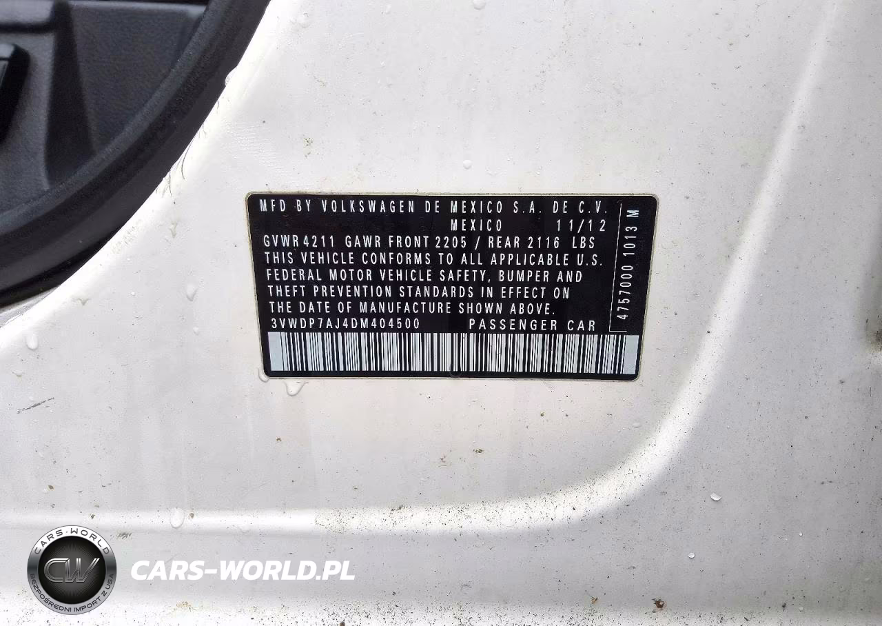 2013 Volkswagen Jetta Se VIN:3VWDP7AJ4DM404500 - 12