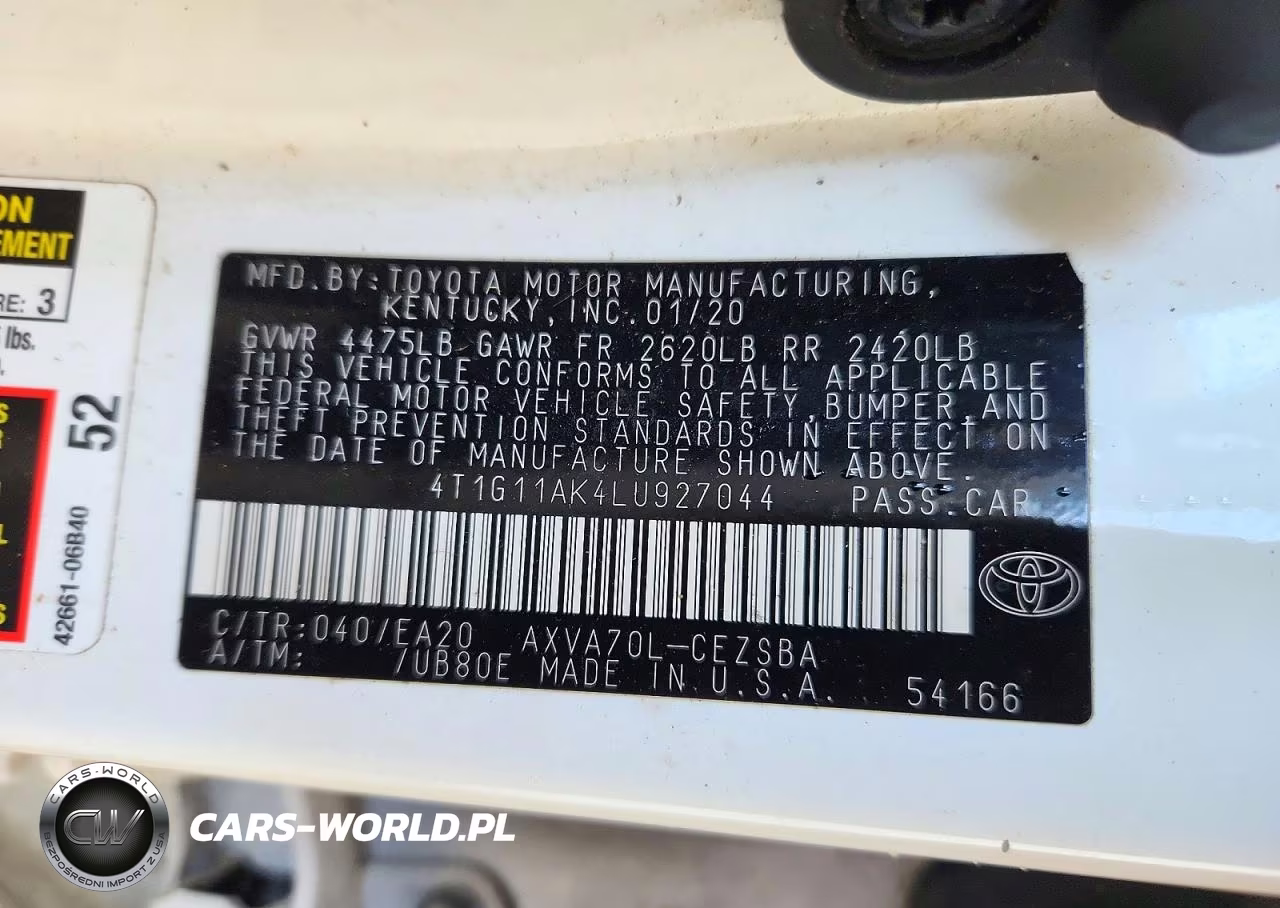 2020 Toyota Camry Se VIN:4T1G11AK4LU927044 - 12