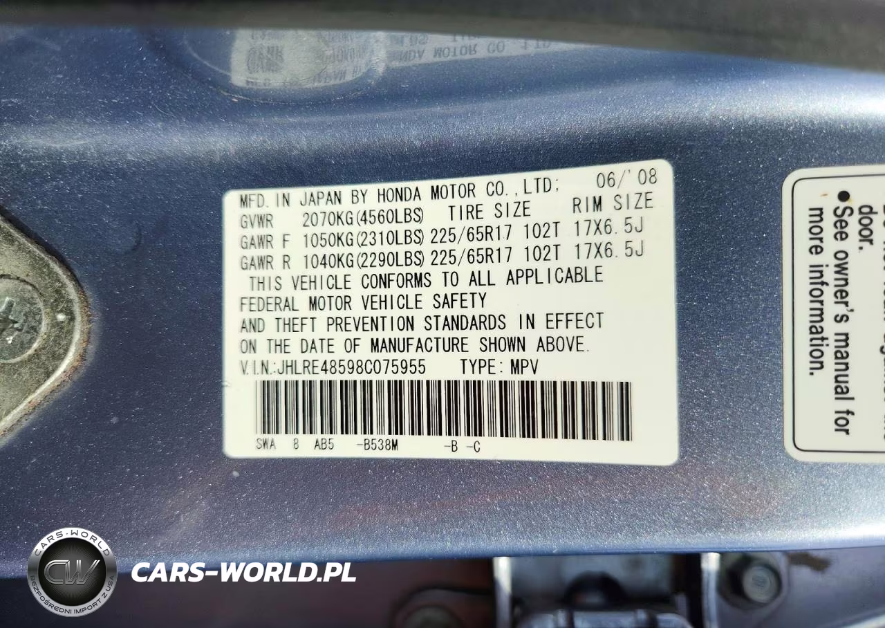 2008 Honda Cr-V Ex VIN:JHLRE48598C075955 - 12